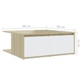 Miniatyrbilde 7 av 9: vidaXL Salongbord hvit og sonoma eik 80x80x31 cm sponplate