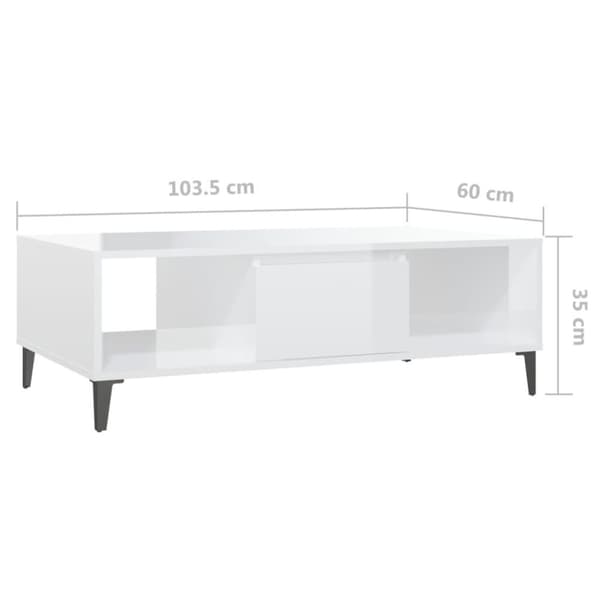 vidaXL Salongbord høyglans hvit 103,5x60x35 cm sponplate