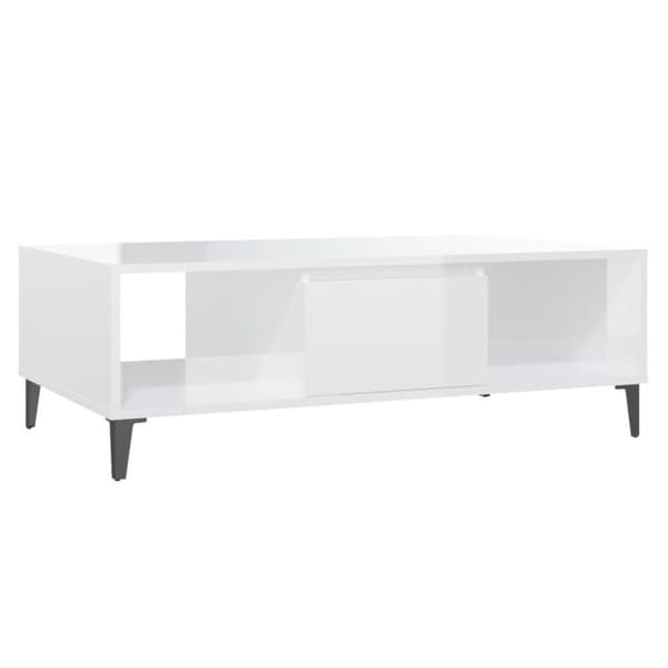 vidaXL Salongbord høyglans hvit 103,5x60x35 cm sponplate