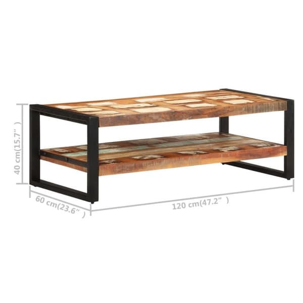 vidaXL Salongbord 120x60x40 cm gjenvunnet heltre