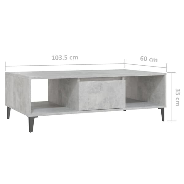 vidaXL sofabord 103,5x60x35 cm spånplade betongrå