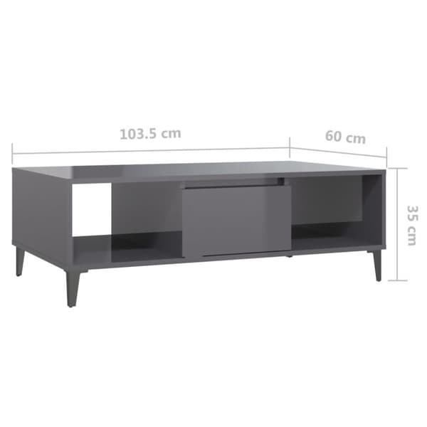 vidaXL Soffbord grå högglans 103,5x60x35 cm spånskiva