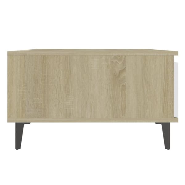 vidaXL sofabord 90x60x35 cm spånplade hvid og sonoma-eg