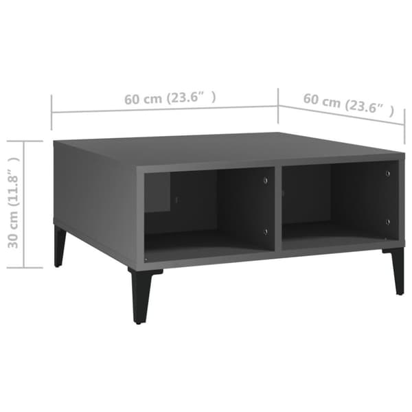 vidaXL sofabord 60x60x30 cm spånplade grå højglans
