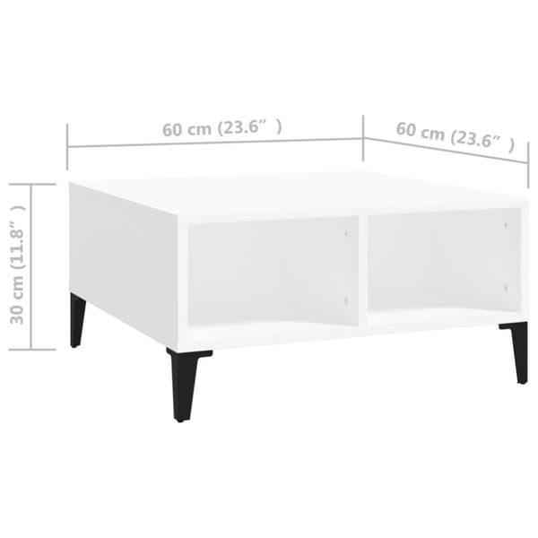 vidaXL sofabord 60x60x30 cm spånplade hvid