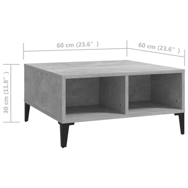 vidaXL Salongbord betonggrå 60x60x30 cm sponplate