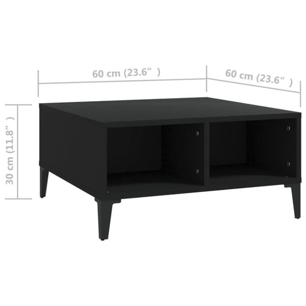 vidaXL Salongbord svart 60x60x30 cm sponplate