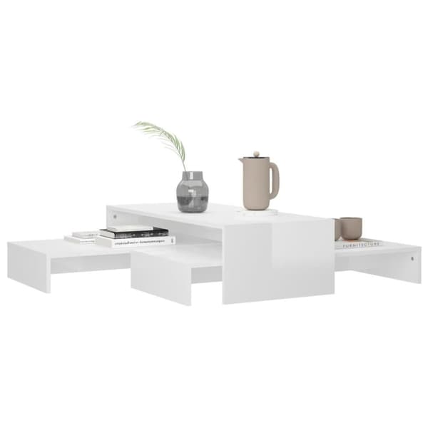 vidaXL Satsbord vit högglans 100x100x26,5 cm