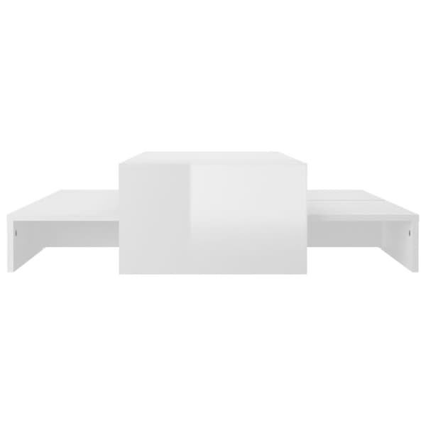 vidaXL Satsbord vit högglans 100x100x26,5 cm