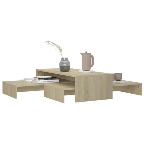 vidaXL Stablebart salongbordsett sonoma eik 100x100x26,5 cm sponplate
