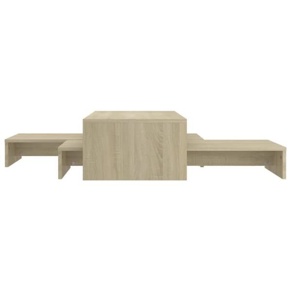 vidaXL Stablebart salongbordsett sonoma eik 100x100x26,5 cm sponplate