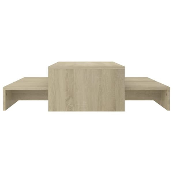 vidaXL Stablebart salongbordsett sonoma eik 100x100x26,5 cm sponplate