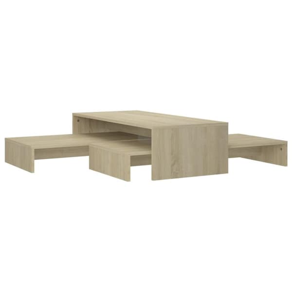 vidaXL Stablebart salongbordsett sonoma eik 100x100x26,5 cm sponplate