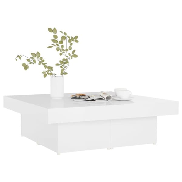 vidaXL sofabord 90x90x28 cm spånplade hvid højglans