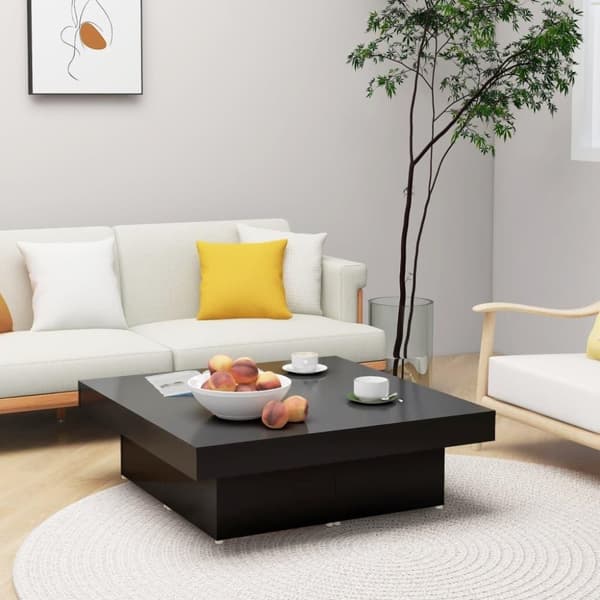vidaXL Salongbord svart 90x90x28 cm sponplate