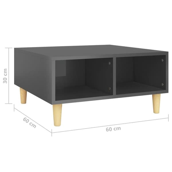 vidaXL sofabord 60x60x30 cm spånplade grå højglans