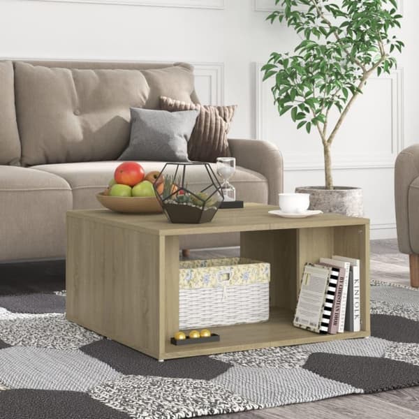 vidaXL Soffbord 4 st sonoma-ek 33x33x33 cm spånskiva