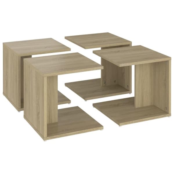 vidaXL Soffbord 4 st sonoma-ek 33x33x33 cm spånskiva