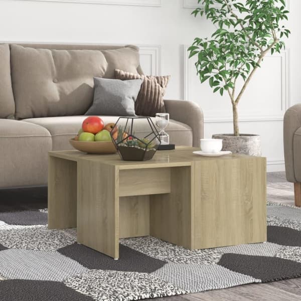 vidaXL Soffbord 4 st sonoma-ek 33x33x33 cm spånskiva