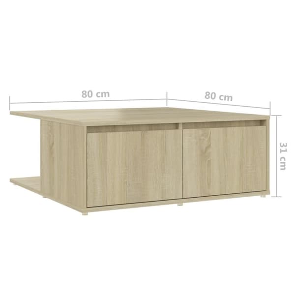 vidaXL Salongbord sonoma eik 80x80x31 cm sponplate