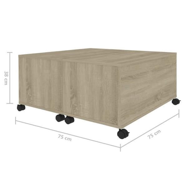 vidaXL Salongbord sonoma eik 75x75x38 cm sponplate