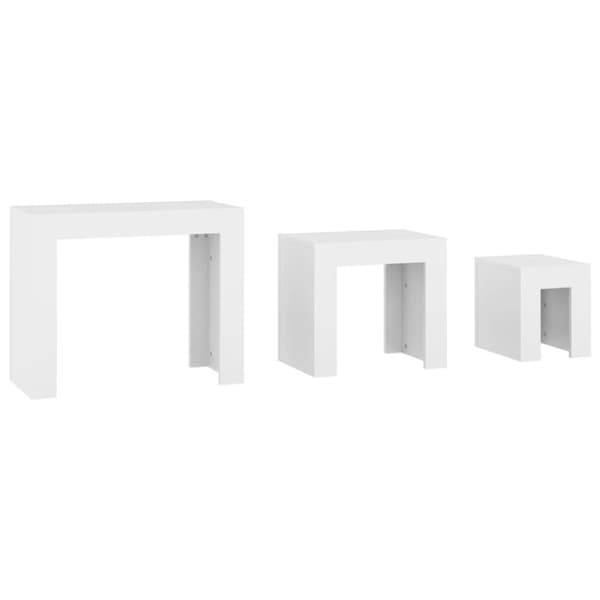 vidaXL Stablebare salongbord 3 stk hvit sponplate