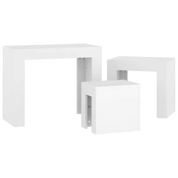 vidaXL Stablebare salongbord 3 stk hvit sponplate