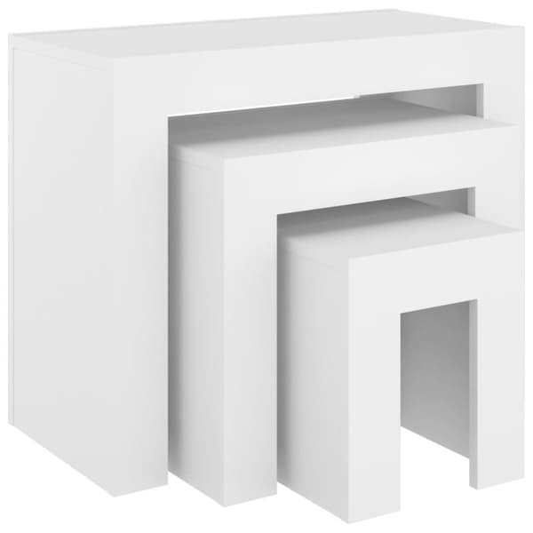 vidaXL Stablebare salongbord 3 stk hvit sponplate