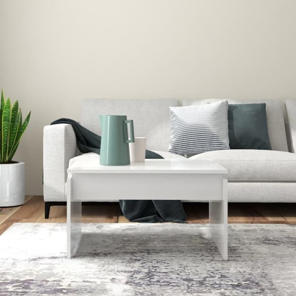 vidaXL sofabord 68x50x38 cm spånplade hvid højglans