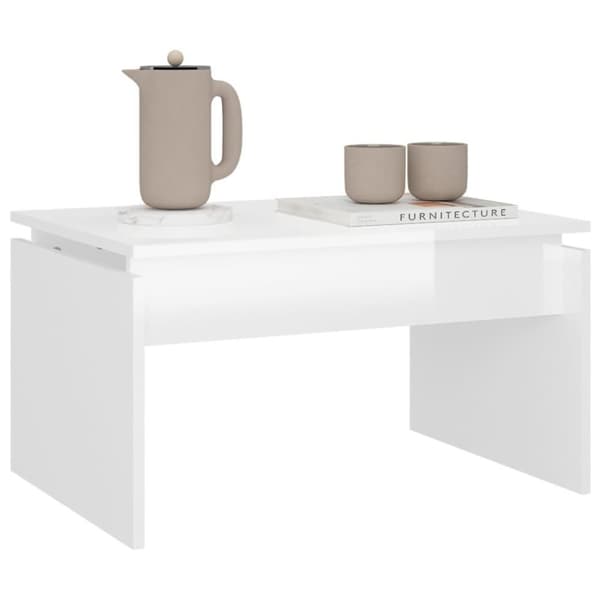 vidaXL sofabord 68x50x38 cm spånplade hvid højglans