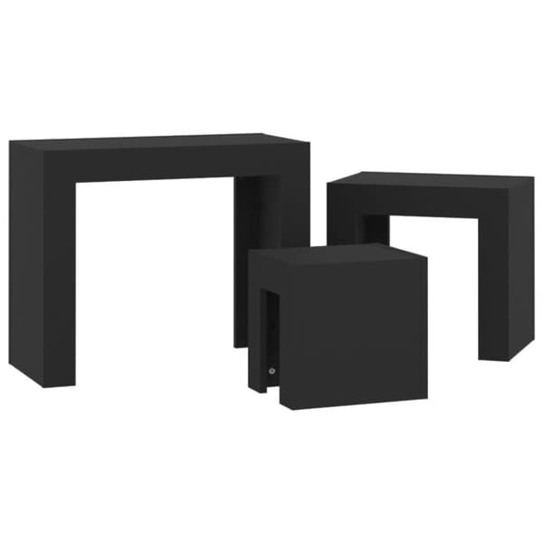 vidaXL Stablebare salongbord 3 stk svart sponplate