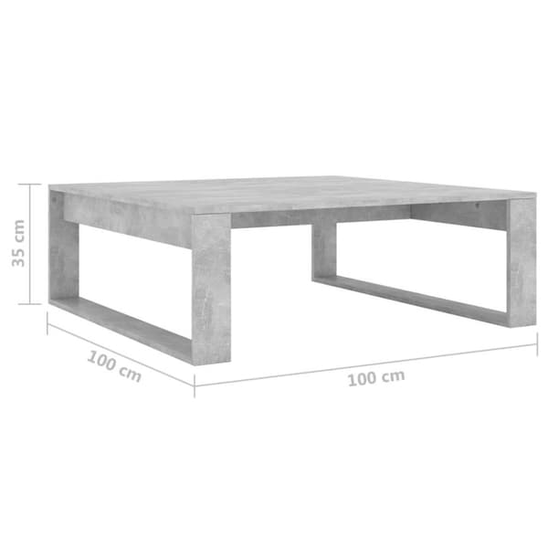 vidaXL Salongbord betonggrå 100x100x35 cm sponplate