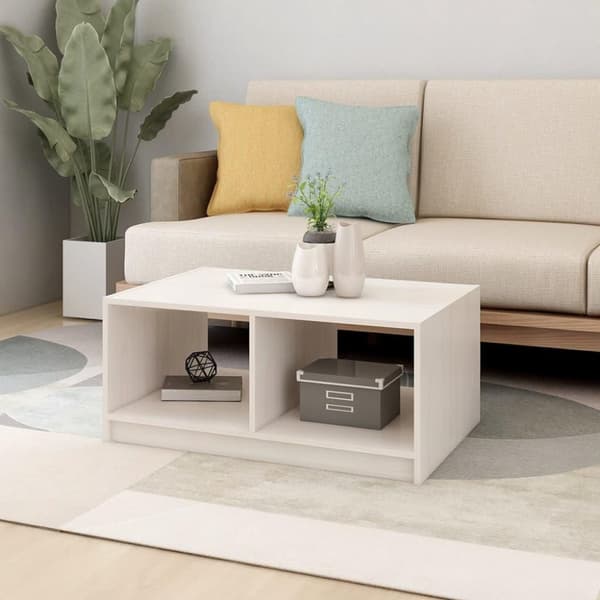 vidaXL Soffbord vit 75x50x33,5 cm massiv furu