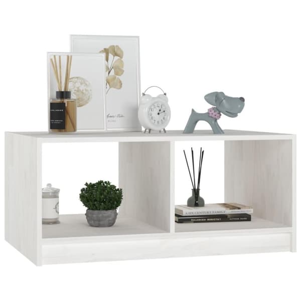 vidaXL Soffbord vit 75x50x33,5 cm massiv furu