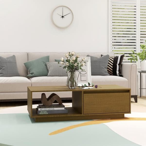 vidaXL Soffbord honungbrun 110x50x33,5 cm massiv furu