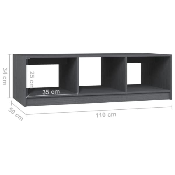 vidaXL Salongbord 110x50x34 cm heltre furu grå