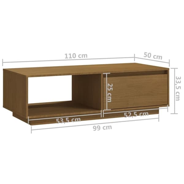 vidaXL sofabord 110x50x33,5 cm massivt fyrretræ honningbrun