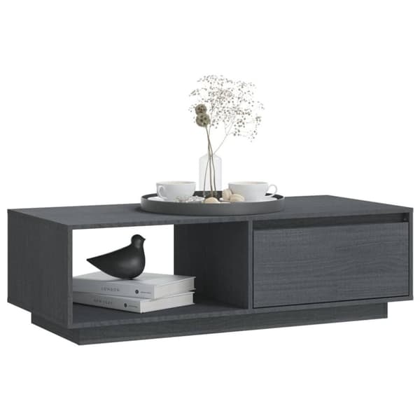 vidaXL Soffbord grå 110x50x33,5 cm massiv furu