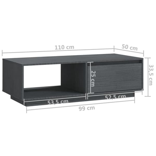 vidaXL Soffbord grå 110x50x33,5 cm massiv furu