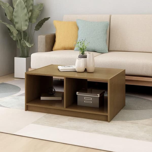 vidaXL sofabord 75x50x33,5 cm massivt fyrretræ gyldenbrun