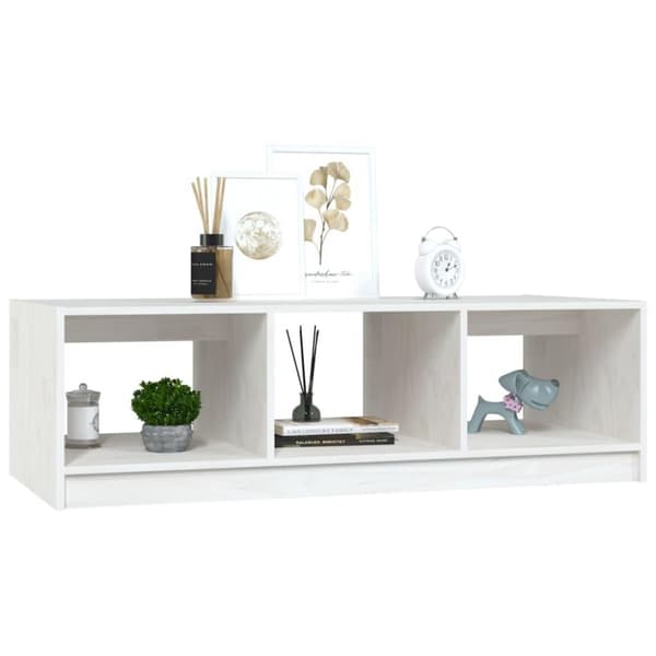 vidaXL Sohvapöytä valkoinen 110x50x34 cm täysi mänty