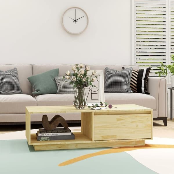 vidaXL Sohvapöytä 110x50x33,5 cm täysi mänty