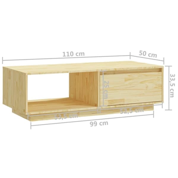 vidaXL Sohvapöytä 110x50x33,5 cm täysi mänty