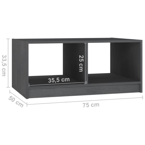 vidaXL Soffbord grå 75x50x33,5 cm massiv furu