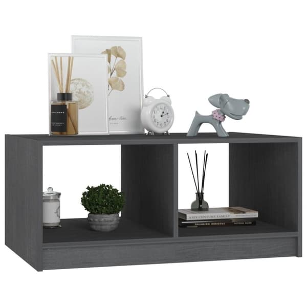 vidaXL sofabord Grå 75x50x33 cm Massivt fyrretræ