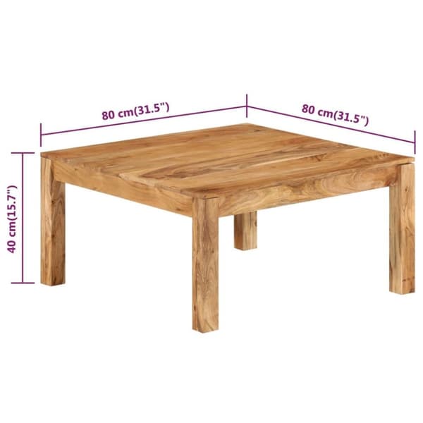 vidaXL Sohvapöytä 80x80x40 cm täysi akaasiapuu