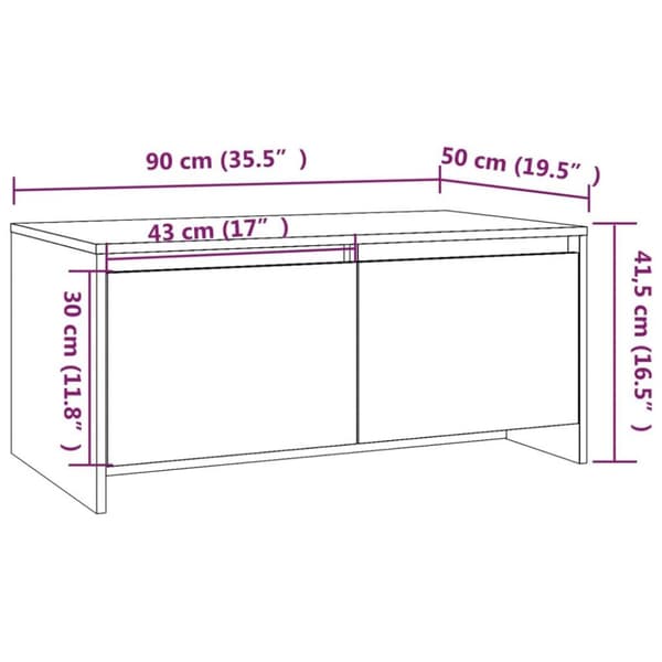 vidaXL Salongbord svart 90x50x41,5 cm sponplate