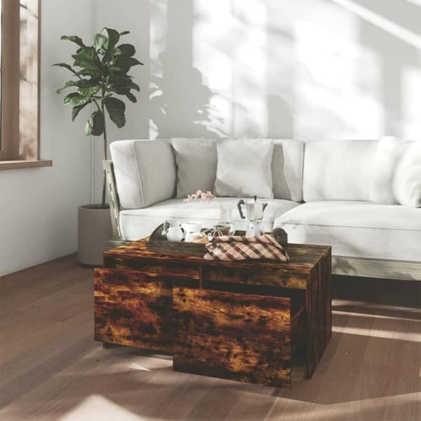 vidaXL sofabord 90x50x41,5 cm spånplade røget egetræsfarve