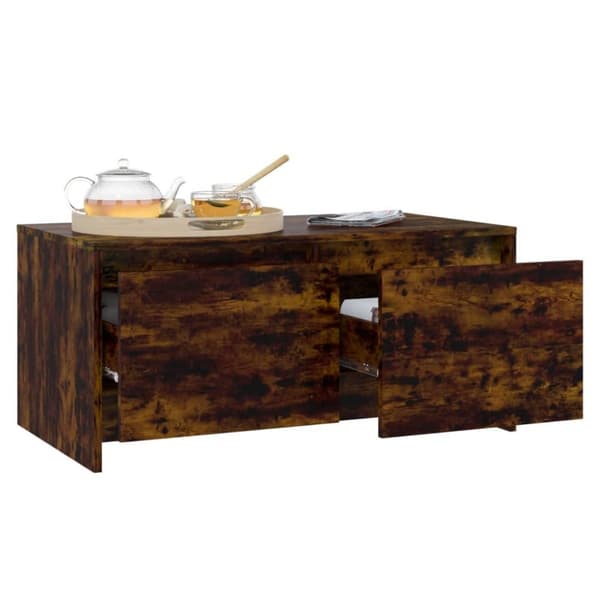 vidaXL sofabord 90x50x41,5 cm spånplade røget egetræsfarve