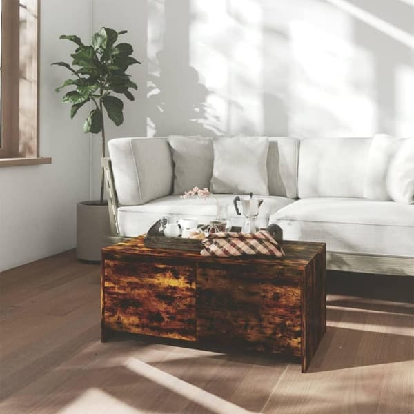vidaXL sofabord 90x50x41,5 cm spånplade røget egetræsfarve